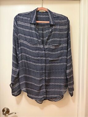 cloth & stone Navy and White Striped Button-Front Shirt